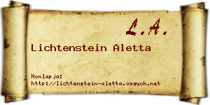 Lichtenstein Aletta névjegykártya